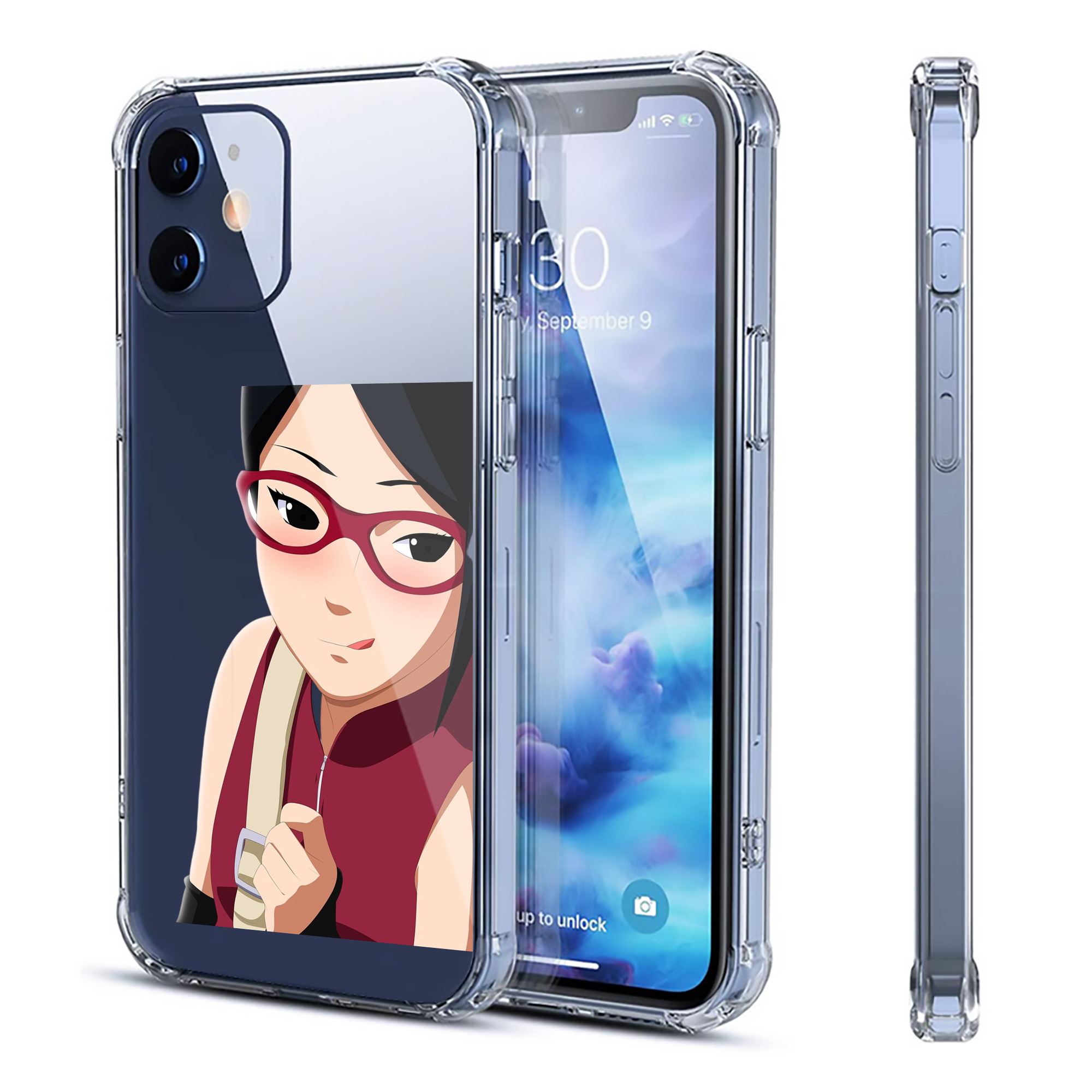 （画像用） NARUTO -ナルト- うちは サラダ Uchiha Sarada 【iPhone 12シリーズ対応】透明スマホケース（クリアソフトケース）